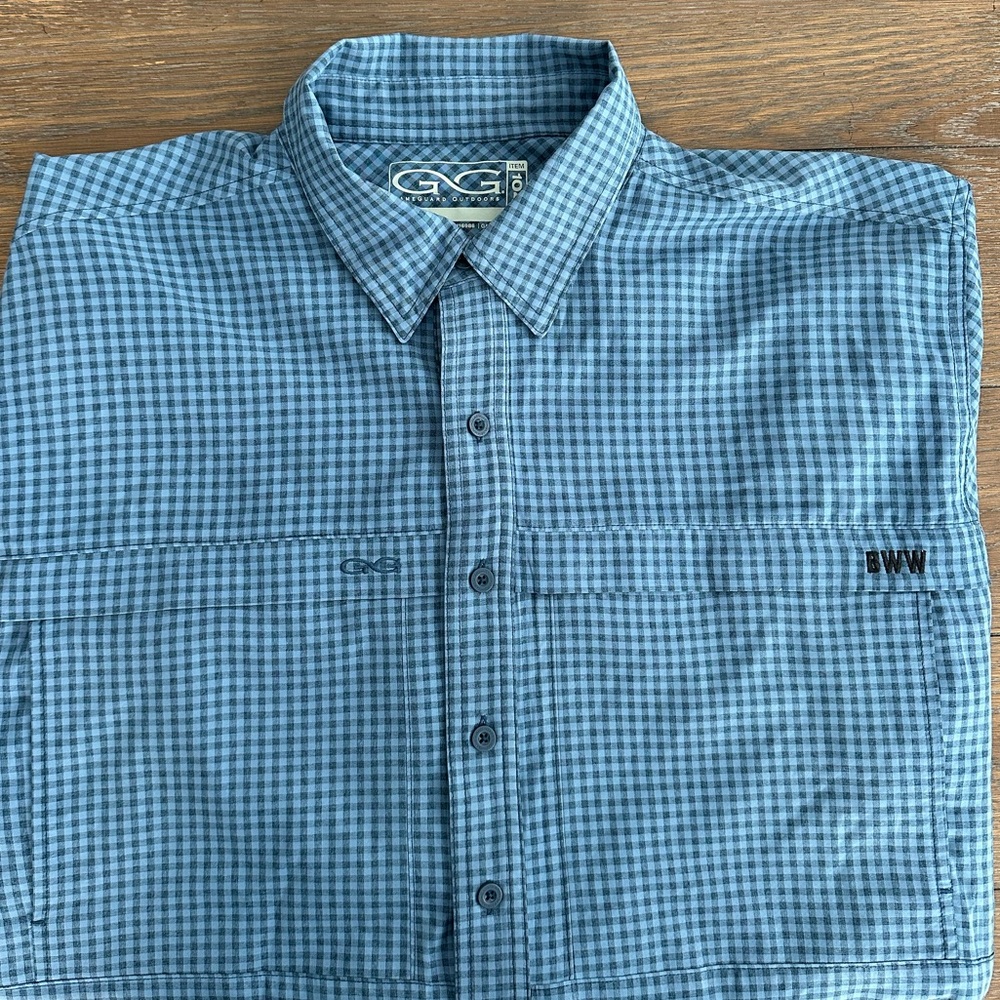 Game Guard Blue Plaid Men's Casual Shirt Size 3‎ XL Gently Worn